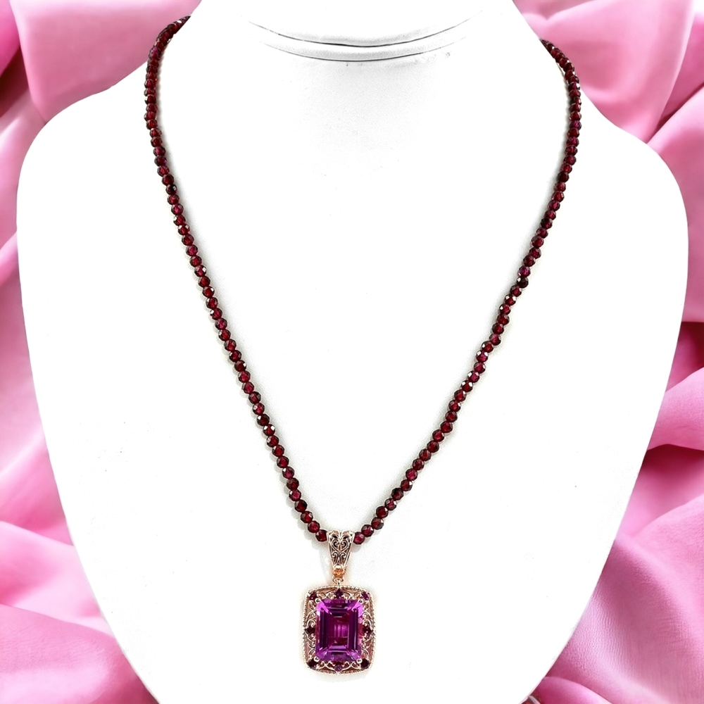 NWT PATROKE QUARTZ, RHODOLITE & MOZAMBIQUE GARNET BEADED YG OVER STERLING SILVER